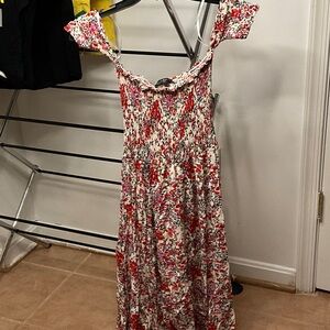 Lulu's Red and White Floral Maxi Dress